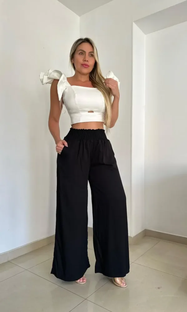Pantalón palazzo resorte en la cintura / Talla L