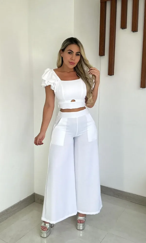 Conjunto pantalon palazzo y blusa mga boleros